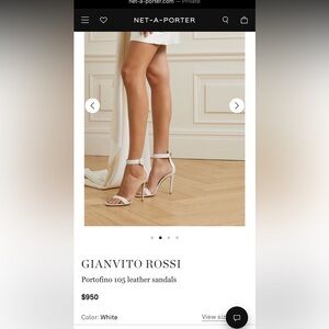 Gianvito Rossi Heel- white leather sandal with dust bag size 37 retail $950